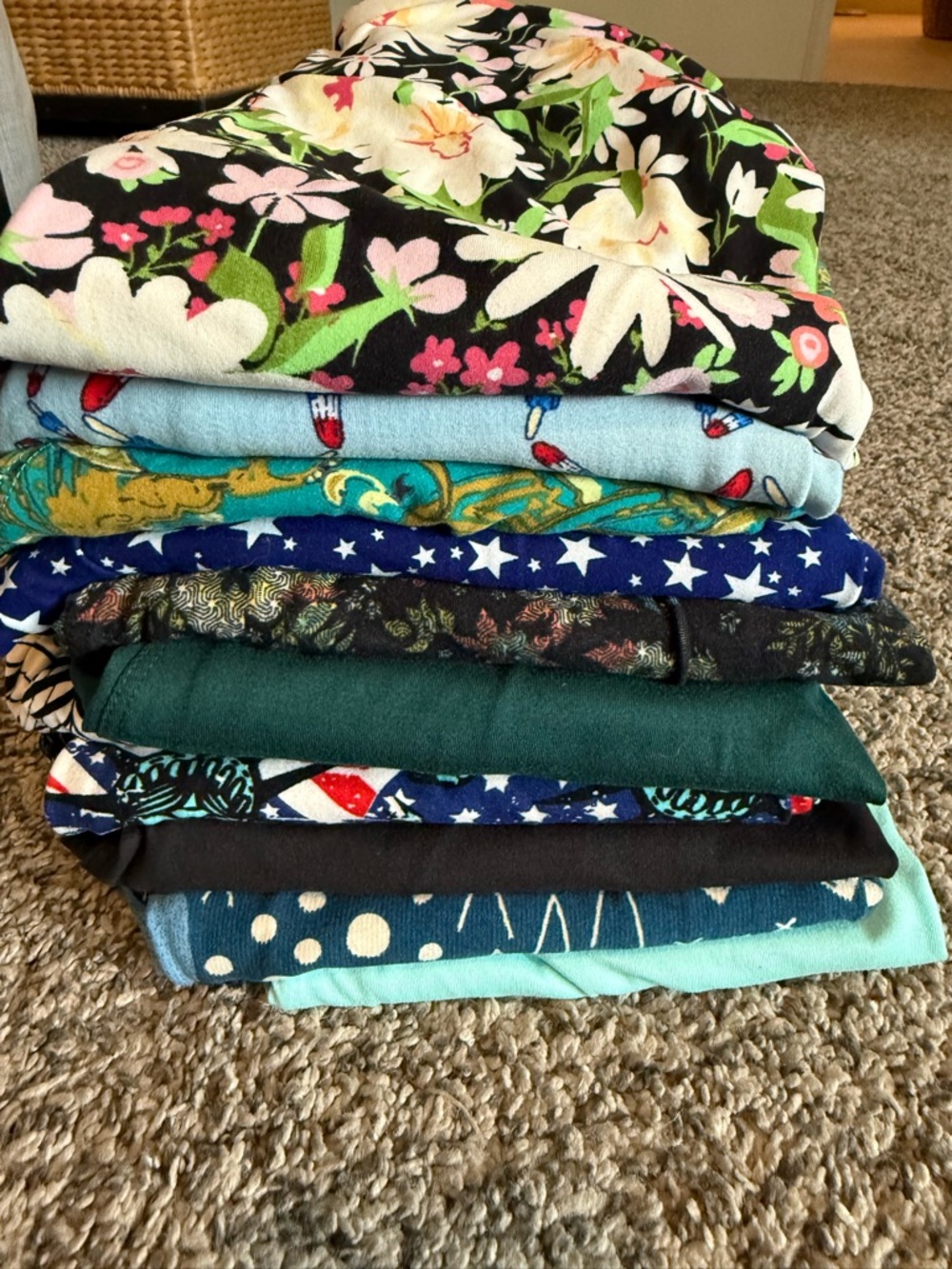 LuLaRoe Leggings Bundle with Floral, Stars & Teal Accents